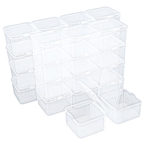 Image of 30 Pieces Square Empty Mini Clear Plastic Storage Box, 2.16x2.16x1.38 inch | Hinged Lids, For Small Items, Craft Projects