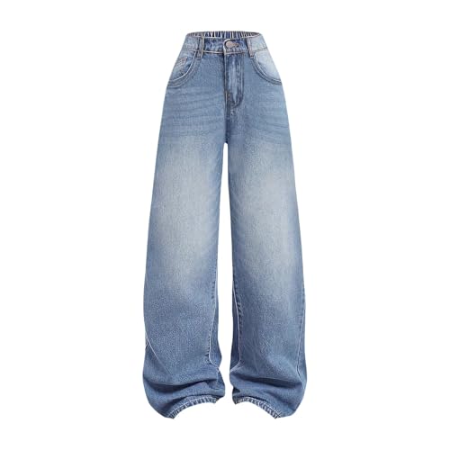 Wide Leg Jeans Teens Cute Baggy Pants Wide Leg High Waisted Back to School Trousers Kids Y2k Streetwear with Pocket