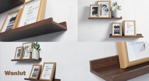 Image of Walnut Floating Shelves for Wall Decor, 48 in Shelf with Lip, 2 Set