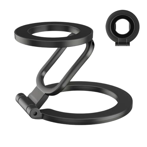 Support de téléphone pliable compact avec anneau magnétique double face en métal résistant