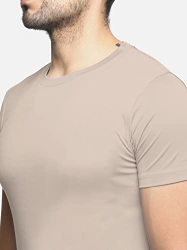 Image of BULLMER Solid Cotton Blended Half Sleeve Round Neck Tshirt for Men