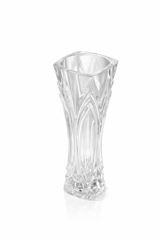 Glass Flower Vase 6.6 Inch Crystal Clear Decorative Table Top Vase for Living Room Center Table Office Desk Transparent Designer Flower Pot for Home Decor-image-19