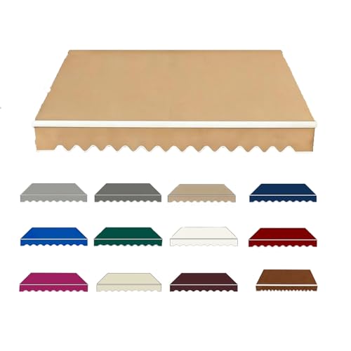 Retractable Awning Fabric Replacement, Outdoor Patio Canopy Waterproof Polyester Sun Shade Shelter Cover for Shop,Door(Khaki,8x6.5ft)