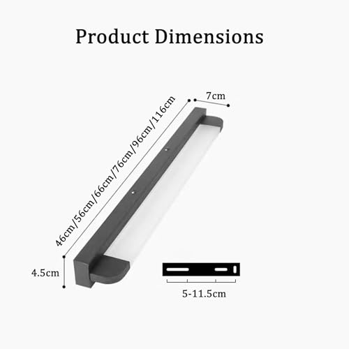 Aplique LED espejo baño negro de 66cm con luz cálida para pared 7
