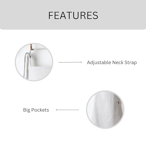 Image of Cotton Kitchen Apron for Women & Men - Set of 1 - Uni Plain, (28 inch X32 inch) Durable Apron with Spacious Pocket - Perfect Kitchen Set for Home or Professional Use - L.Gray