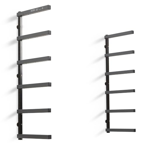 BORA Wood Rack, 6-Level Wall Mount Lumber Storage Rack for Wood Storage | Metal 6-level wall mount wood rack for lumber storage board storage and material shelving