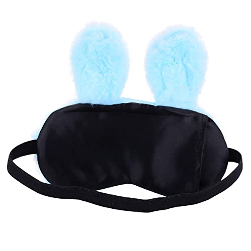 Ulifemall Cute #10 Rabbit / Blue Sleeping Mask, Soft Fluffy Plush Bunny Blindfold Novelty Sleep Mask Eye Cover Eyeshade For Kids Girls Boys Women Night Nap Travel Meditation #TOP1