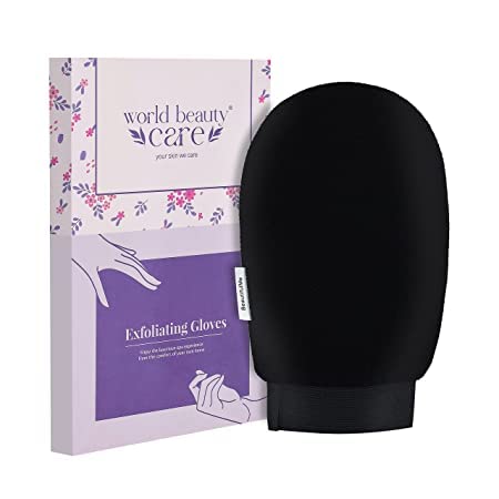 QUALIZA Exfoliating Dead Skin Removal Bath Body Glove Mitt, Deep Clean Exfoliating Tool to Remove Dead Skin and Dirt, Home Spa Exfoliating Gloves (Pack of 1) (Black)