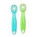 ChooMee FlexiDip Baby Starter Spoon | Platinum Silicone | First Stage Teething Friendly Learning Utensil | 2 CT | Aqua Green