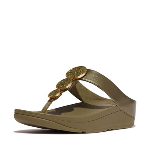 Image of FitFlop Halo Bead-Circle Metallic Toe-Post Sandals