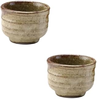 Japanese Shigaraki Yaki(Ware) Ceramic Sake Cups Set of 2, Japanese Pottery,IORI,Beige 1.86 fl oz