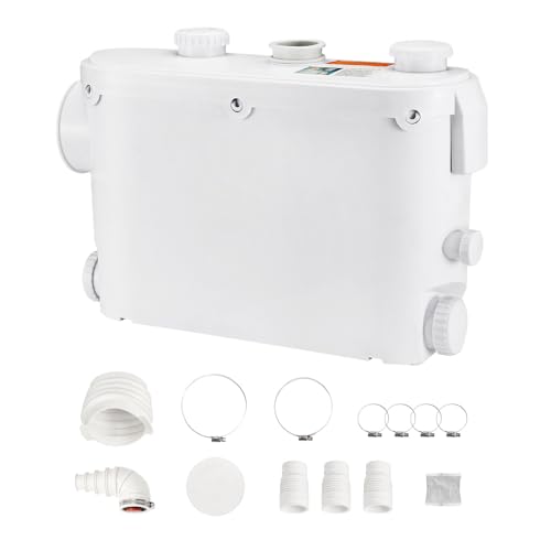 Happybuy 500W Macerator Pump – 29 GPM Flow, 8m Head, Wall-Mounted Upflush System for Toilet, Shower, Sink & Laundry