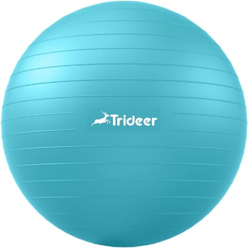 Image of Trideer Yoga Ball Exercise Ball for Working Out, 5 Sizes Gym Ball, Birthing Ball for Pregnancy, Swiss Ball for Physical Therapy, Balance, Stability, Fitness, Office Ball Chair, Quick Pump Included