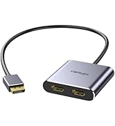 Displayport to Dual HDMI Adapter, 4K Display Port to HDMI Splitter for Dual Monitors Extended Dis...