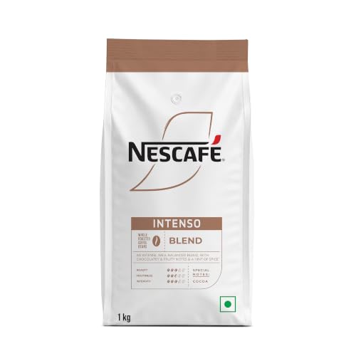 Image of Nescafe Intenso Whole Roasted Coffee Beans, Arabica and Robusta Blend, 1kg, Bag