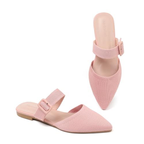 Image of Pointed Toe Mules for Women Flats，Slip On Mules Backless，Wide Width Mules，Mule Slides Flats Sandals
