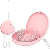 sengcengs Zahnspangendose Spangendose, Gebissdose, Zahnprothesen Box, Halbkundige Zahnprothese, Mit Silikon-Armband, Anhänger und Belüftungslöchern zur Atmung, für den Täglichen Gebrauch