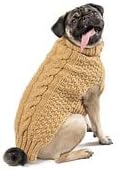 Chilly Dog Alpaca Camel Cableknit Dog Sweater (Large)