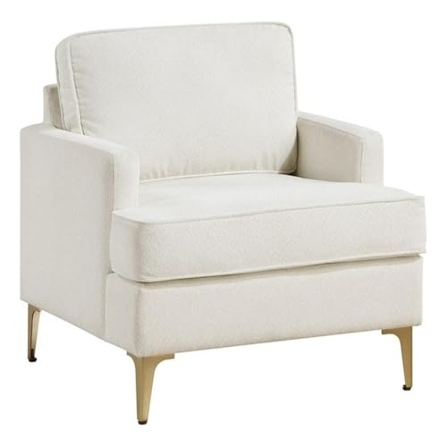 Sillón Chenille Beige con Patas Doradas miniatura 1