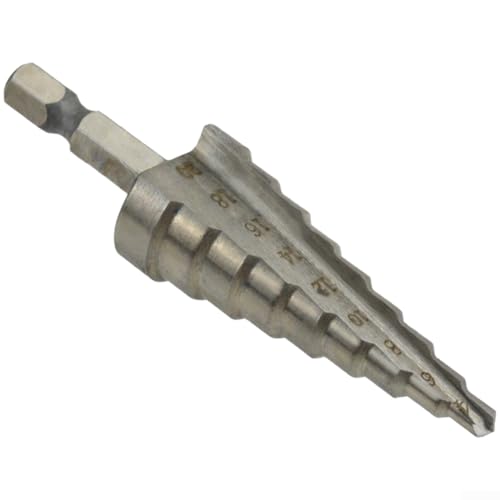 Juego de 3 brocas escalonadas HSS 4241 con flauta recta y eje hexagonal para perforación controlada para metal, madera y plástico
