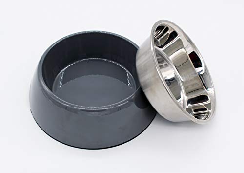 Image of The Pets Company Stainless Steel & Melamine Dog Feeding Bowl| Food Bowl for Dogs and Cats, 420 Ml, Medium, Grey