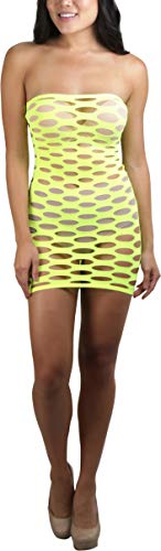 Image of ToBeInStyle Women's Stretch See Through Fishnet Novelty Mini Rave Party Dress
