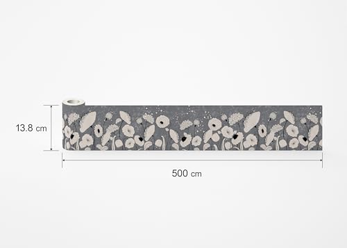 AG Design Selbstklebende Bordüre Abstraktionsblumen, AWB 8412 | Wasserfest Dekoration für Wände, Möbel, Tapeten, Wandverkleidungen und Türen, Folie, Mehrfarbig | Breite 500 cm x Höhe 13.8 cm
