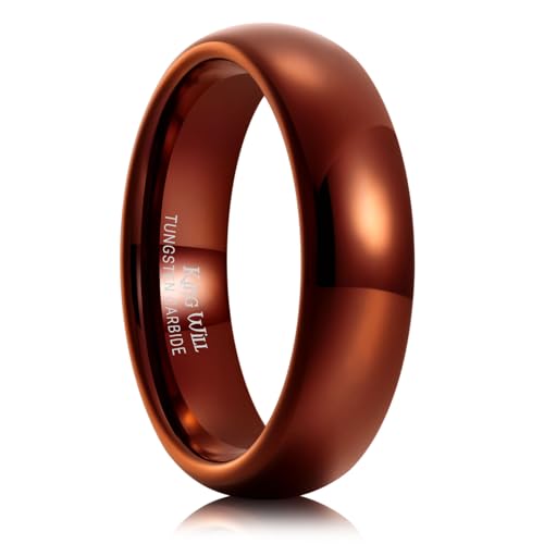 Image of King Will Men's Women's Tungsten Carbide Ring 24k Gold Plated Rose Gold Plated Domed Polished Finish Wedding Band