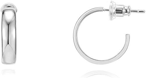 Image of PAVOI 14K Gold Plated Wide Flat Edge Hoop Earrings for Women | Rose, White and Yellow Gold Hoops | Hypoallergenic Jewelry