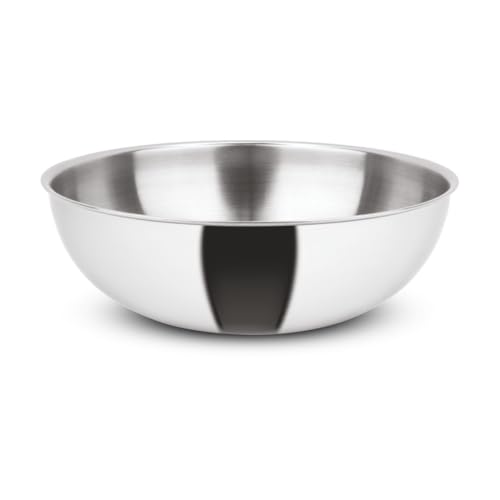 Image of Orange Stainless Steel (Triply Tasra Without Lid, 1.5 LTR, 18cm) 3 Layers Kadai | Heavy Bottom | 2.5mm Thickness | Multi-Purpose & Durable | Induction and Gas Stove Friendly | 5 Year Warranty, Silver