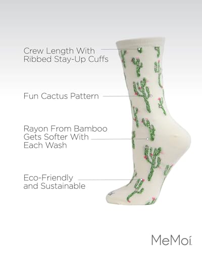 Image of MeMoi Cactus Rayan Blend Crew Socks