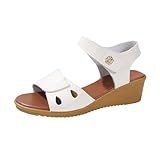 Sandalias Caminar Mujer Sandalias Mujer Esparto Informales Con Hebilla de Cinturón Lateral Hueca Y Plana Para,de Verano Caminar (White,36)