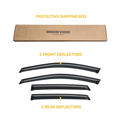 Image of Rain Guards Window Visor for 2008-2011 Ford Focus Sedan(Not fit Hatchback) | Out-Channel Shields Vent Deflector Shade Wind Dark Smoke 2009 2010 08 09 10 11, Tape-On Outside-Mount, 4PCS