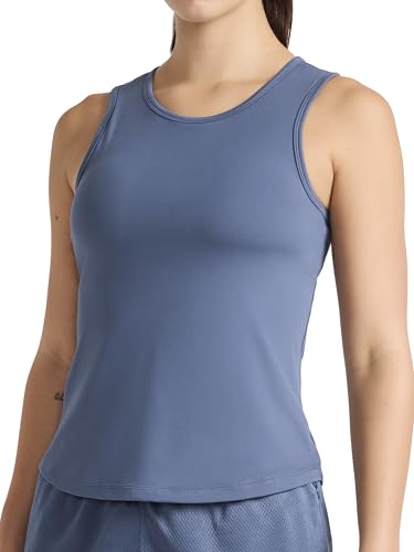 Reebok Women’s Mastermind Medium Impact Bra Tank, Standard Fit, Lightweight Stretch Poly Performance Interlock Fabric, Vector Shadow, Large