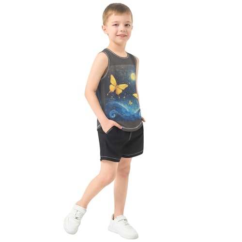 Butterfly Moonlit Ocean Boys Tank Tops Toddler Tank Top Shirts Undershirts Quik Dry for 3-15 Years,3T4