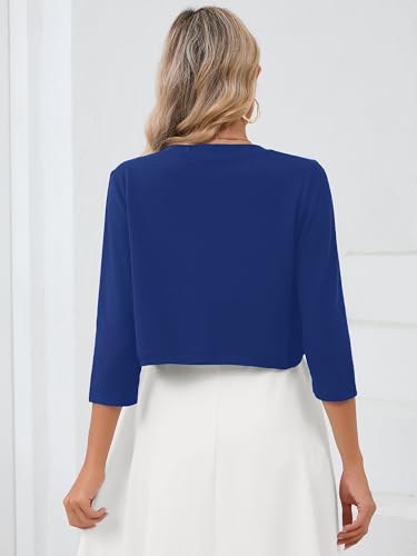 Image of Heymoments Women's 3 /4 Sleeve Casual Shrugs Lightweight Open Front Cropped Cardigan for Dresses