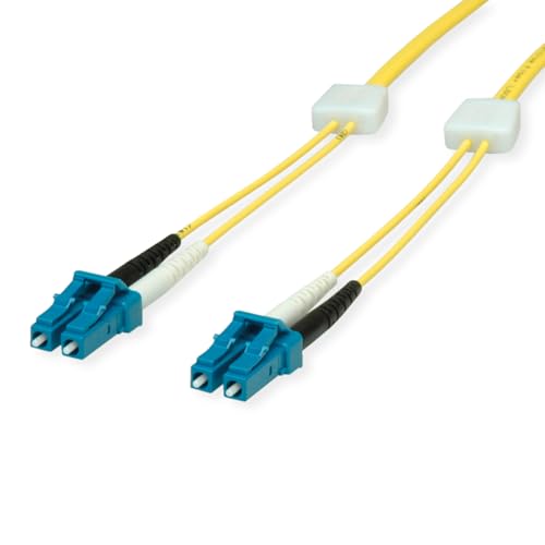 EasyLan Câble patch LED fibre optique duplex 9/125µm OS2, LC/LC, jaune, 7,5 m