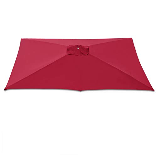 Strong Camel Replacement Umbrella Canopy for 10ft x 6.5 ft 6 ribs Patio Umbrella Top Cover Outdoor Market (Canopy Only) (Burgundy)