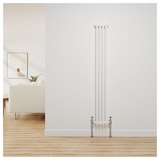 NRG Radiador tradicional blanco brillante de hierro fundido de 2 columnas de calefacción central vertical radiadores de baño 1500 x 200 mm