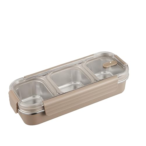 Image of Stainless Steel Lunch Box 3 Compartment 700ml, Leakproof Airtight Bento Box for Office School Kids Adults | 304 Steel Tiffin Box, Microwave Safe Food Container, Durable Lunch Carrier for Men Women