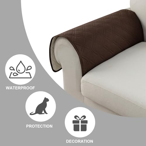 Image of Genina Sofa Armrest Cover, Anti-Slip Armchair Slipcovers for Dogs Cats Pet, Water Resistant Couch Arm Cover for Backrest Recliner Loveseat, L Shaped Sofa, 23.6 x 27.5 Inches(2 Pieces)