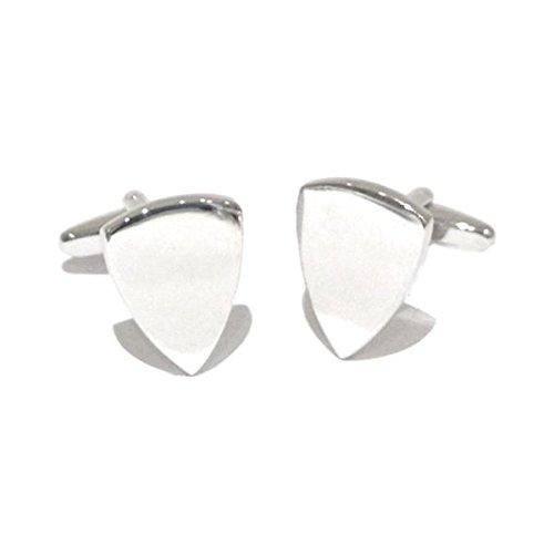 Mancuernillas para hombre RGT forma escudo chapadas en rodio miniatura 1