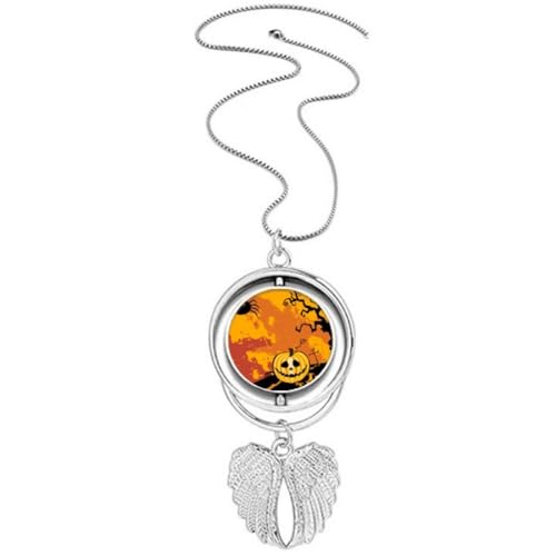 Collier citrouille Halloween ailes d'ange au design ciselé et finitions vintage