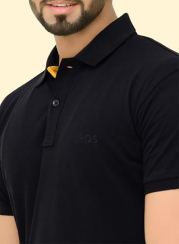 Image of 3BROS Men's Cotton Blend Half Sleeve Regular fit Comfortable Polo Neck T-Shirt (Pack of 1)