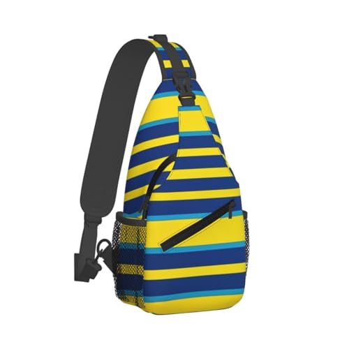 Morrales Cruzados Masculinos a Rayas Amarillo y Azul miniatura 2