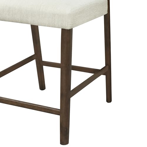 Christopher Knight Home Guma 37'' Set of 2 Rubberwood Counter Stools, Extra Seating for Dining Room, Barstool with Comfy Padding, Modern Kitchen Stools with Footrest, Walnut + Beige by Christopher Knight Home - Used condition - Image 9