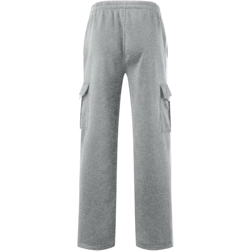 Men's Cargo Sweatpant with Pockets Wide Leg Sweat Pants Casual Loose Drawstring Track Pant Elastic High Waist Trouser4