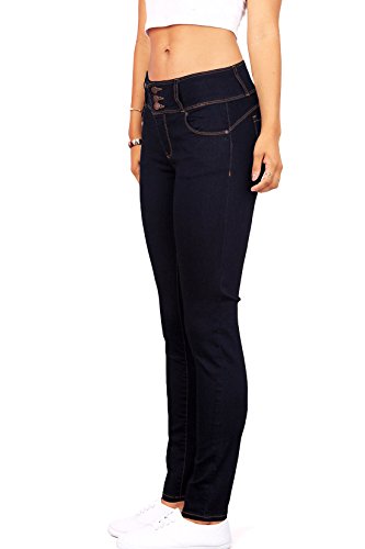 Wax Women's Juniors Body Flattering Mid Rise Skinny Jeans, Dark Denim, Size 9.03