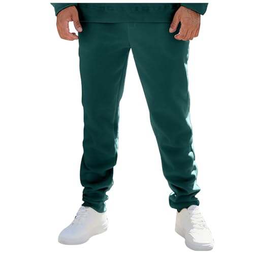 Mymyguoe Pantalones de chándal largos de invierno para hombre, pantalones de chándal monocolor, pantalones de deporte, cintura elástica con cordón, pantalones de ocio, pantalones holgados para