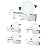 INCARLED Pot Lights LED 3Inch 5CCT 450LM 5W 4Pack Slim Recessed Lighting with Junction Box, 2700K 3000K 3500K 4000K 5000K Lumiere encastre plafond led ETL Listed
